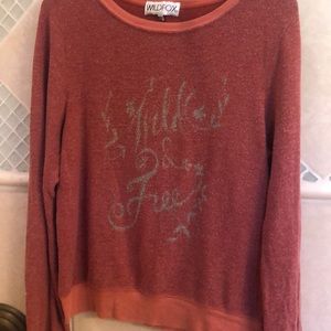 Wild and Free Wildfox Sweater, Size Small, Burgundy Red